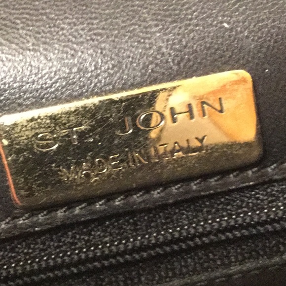 St. John Chain Link Handbag Clutch Black Leather - Picture 7 of 8